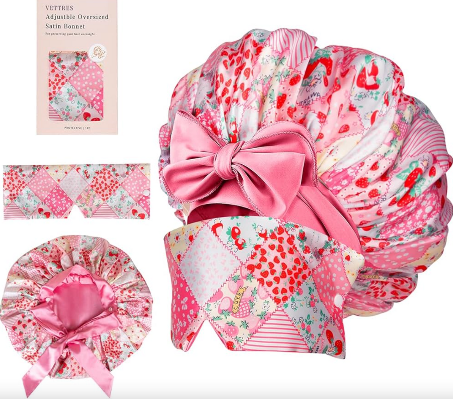 Luxury Satin Bonnet - With Eye Mask