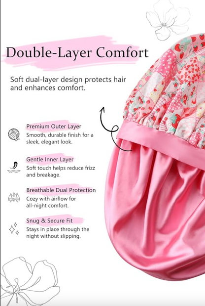 Luxury Satin Bonnet - With Eye Mask