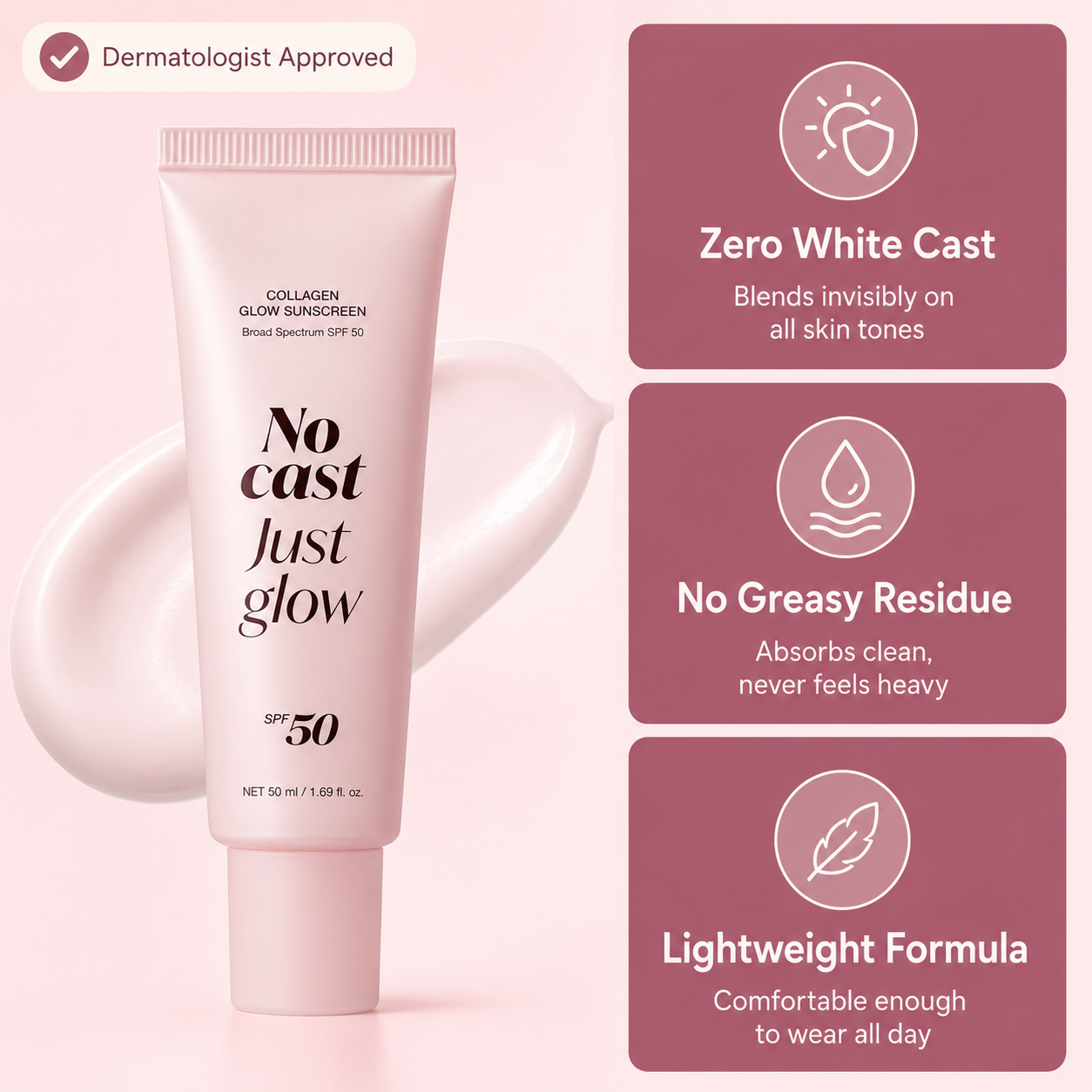 Collagen Glow Sunscreen ~ With SPF 50