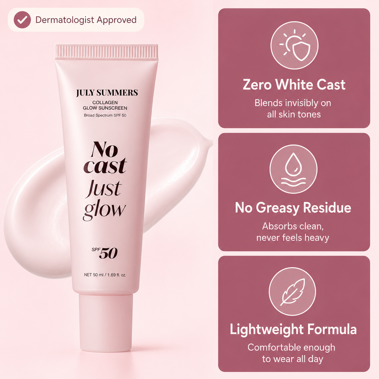 Collagen Glow Sunscreen ~ With SPF 50