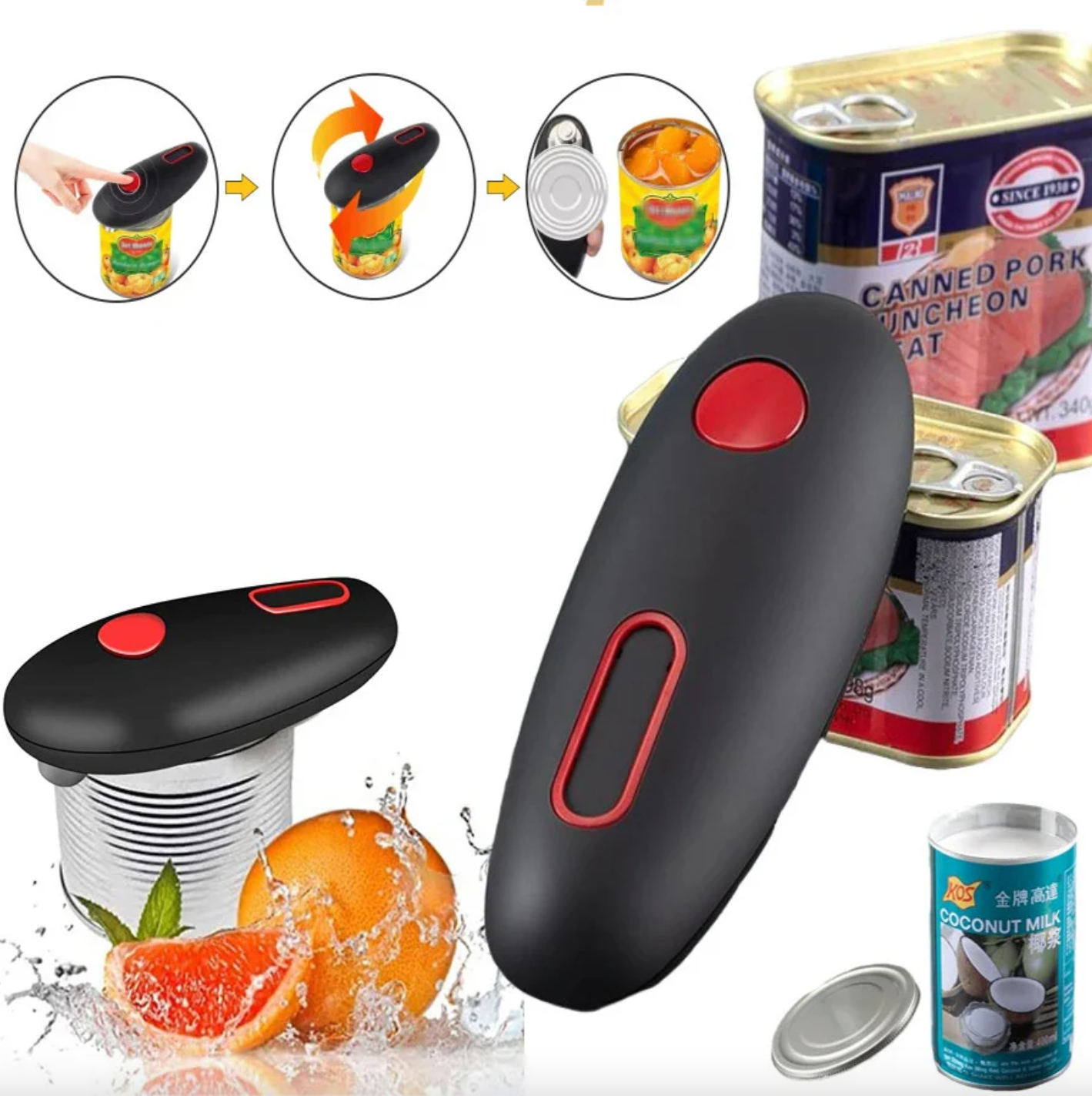 Automatic Can Opener: Safe & Easy One-Touch Device for Any Size Can