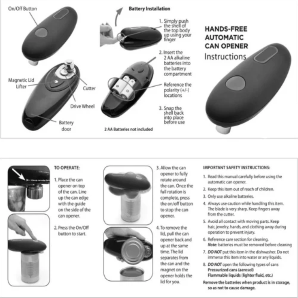 Automatic Can Opener: Safe & Easy One-Touch Device for Any Size Can